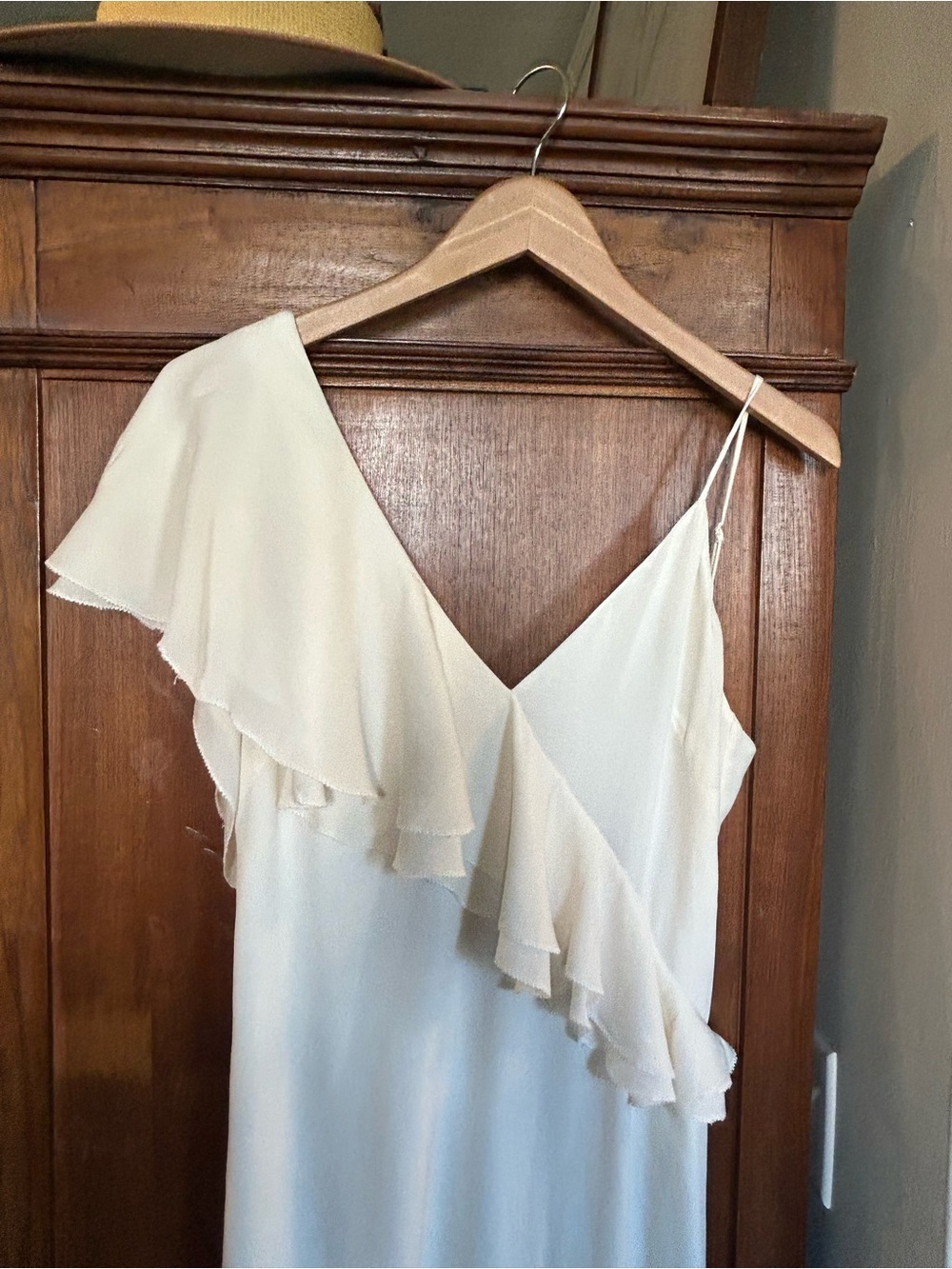 LPA Cream One-Shoulder Ruffle Slip Dress - Picture 2 of 5